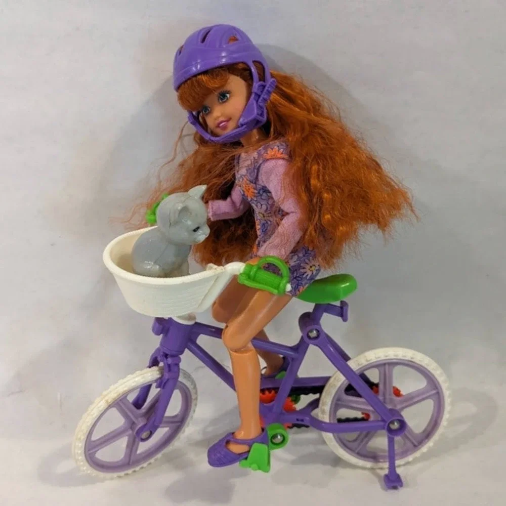 Vintage 1995 Mattel Bicyclin' Whitney Friend of Stacie Working Bike & Pet Kitten